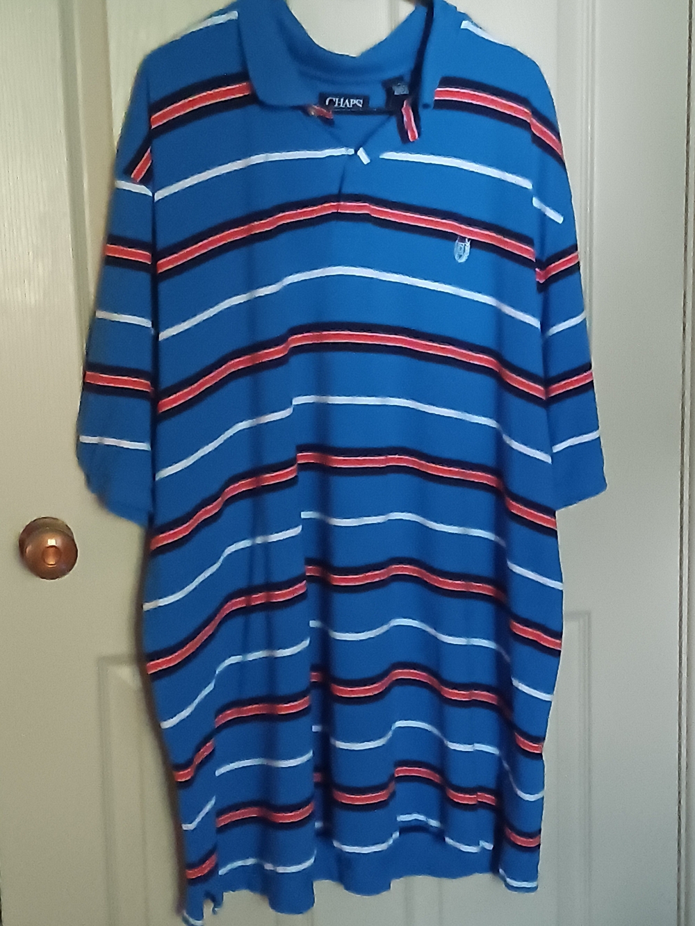 Chaps Men’s Blue Striped 100% Cotton 3XLT Polo Shirt